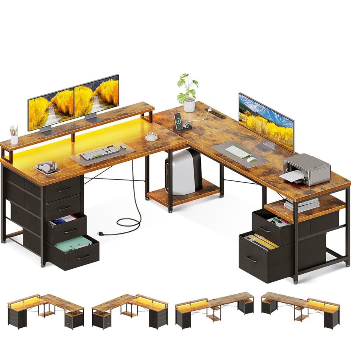Brown 66 Inch Desk Or 113 Inch Desk