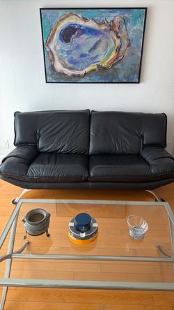 Amalfi Black Leather Princeton 2 Seat Couch