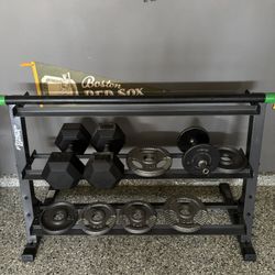 Weight Rack, Weights And Weighted Bar