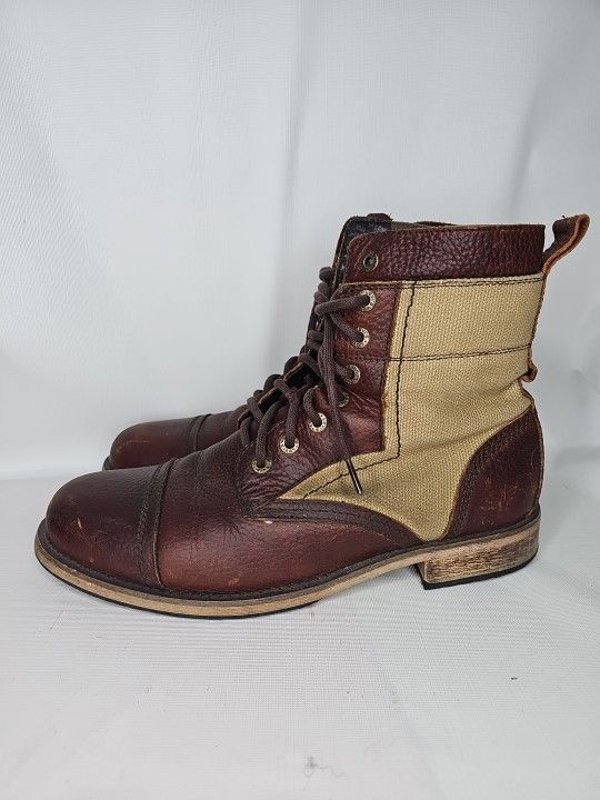 Levi's Men's Canvas Boots Brown Leather Size 12