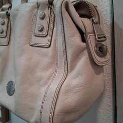Leather Bone Color Fossil Hand Bag 