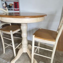$120 OBO -Solid Wood Table And Two Chairs - French Country