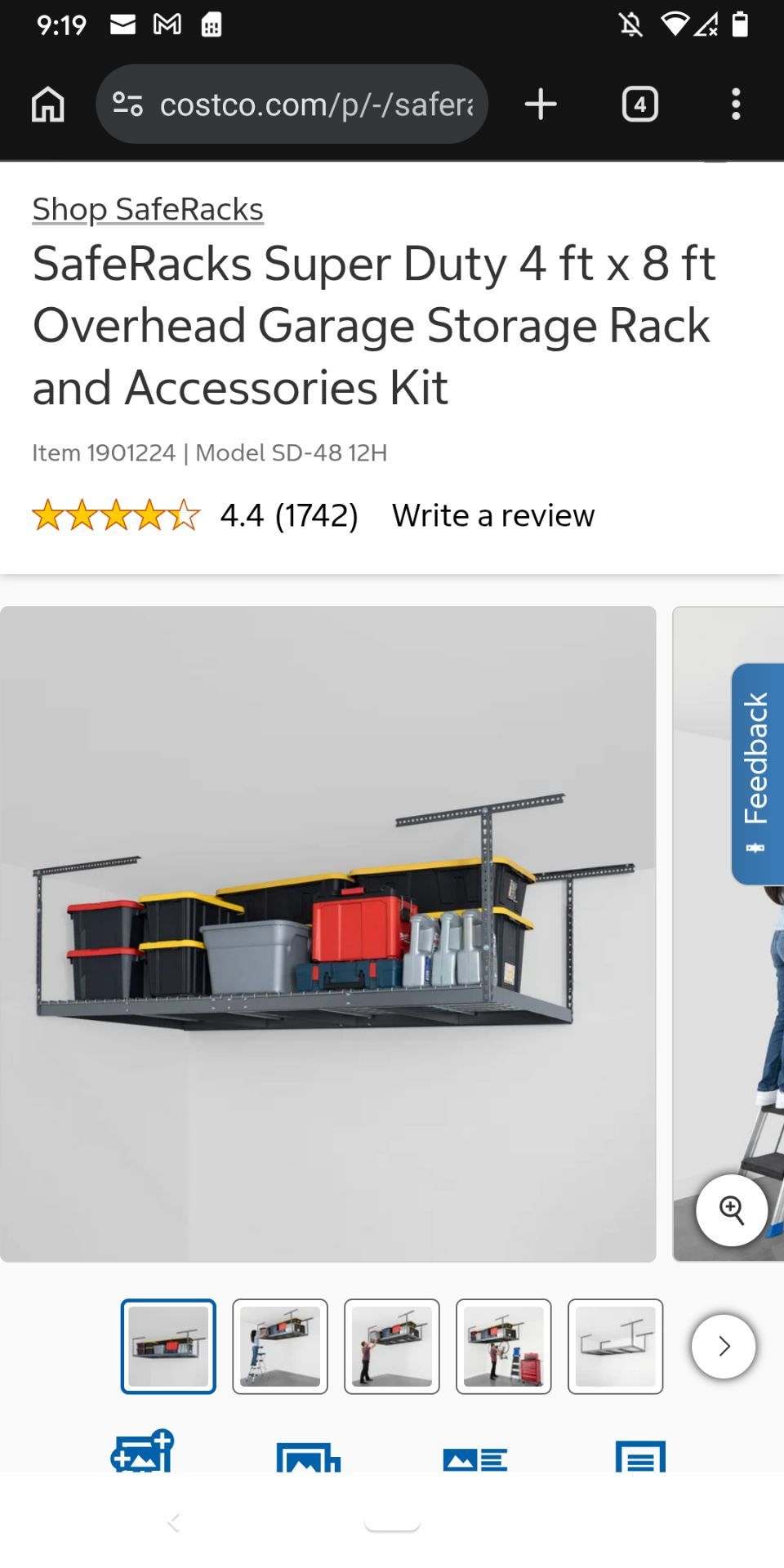 SafeRacks Super Duty 4 ft x 8 ft Overhead Garage Storage Rack