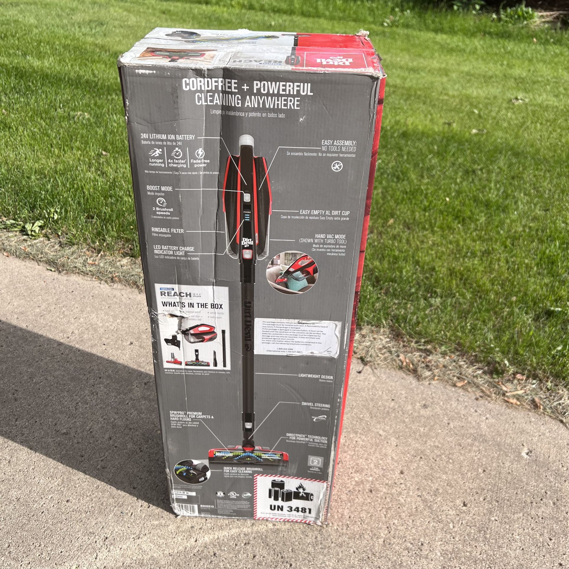 New Vacuum Dirt Devil Cordless Stick Vac Hand Vac Reach Max 3-in-1 Mountable