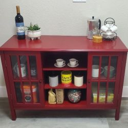 Two-Door Red Accent Cabinet with Shelves 🤩