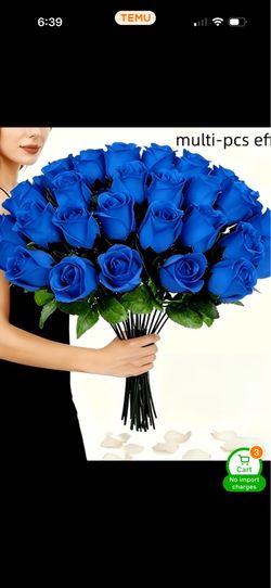 50  Realistic Artificial Blue Roses Bouquet - Vibrant Suitable for Weddings, June Festival, Oktoberfest, Graduation, Father's Day Decorations - Lifelo