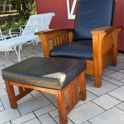 Mission Style Adjustable Morris Chair & Ottoman 