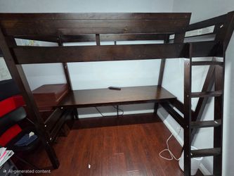 Dorel Living Harlan Wood Loft Bed with Ladder and Guard Rail - Twin (Espresso)