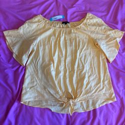 Fortune + Ivy Yellow Off/On-Shoulder Blouse – Size L 
