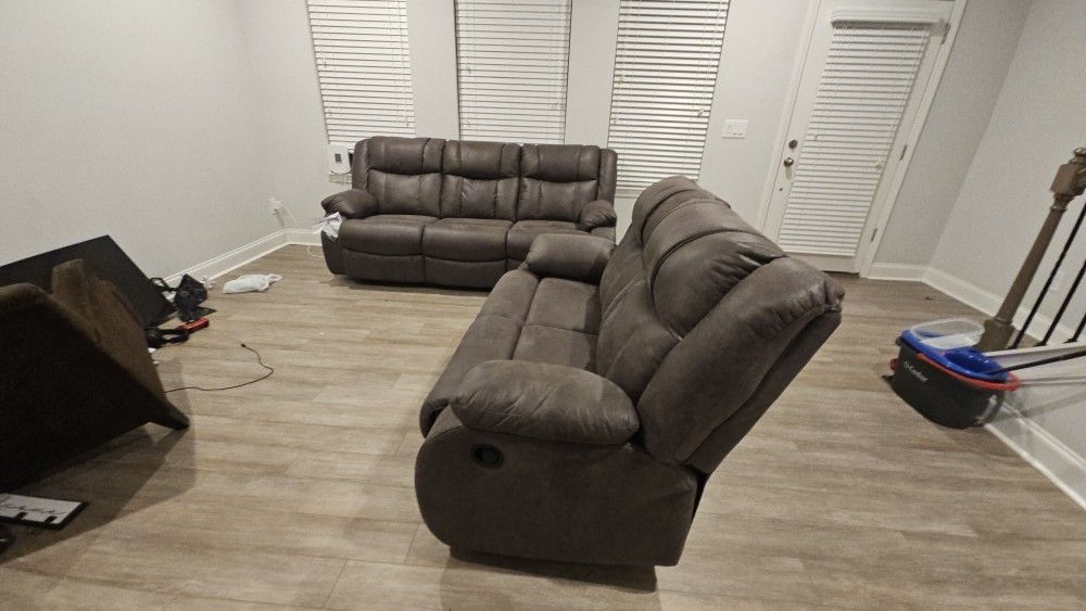 Faux Leather Manuel Reclining Sofa & LoveSeat Set