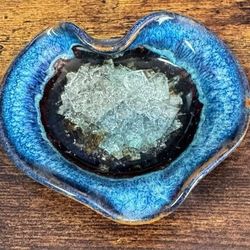 Crackle Glass Infused Pottery Heart Shaped Dish Trinket Ring Tray just $8 xox