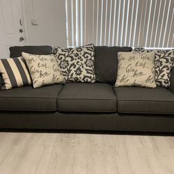  MOVING SALE - Purple Mattress, Ashley furniture couches, bedroom set, stand desk + more