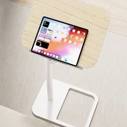 TV Tray Table for Couch, Height Adjustable/360° Swivel/180° Flip-Over Panel Design C-Shaped End Table