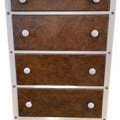 Tall, Beautiful, White Dresser With “leather-like” Drawers