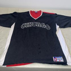 Champion Chicago Bulls Warm Up Shirt JERSEY Mens Xl Euc Nba Shirt Sleeve Vtg