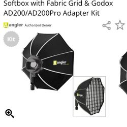 Angler FastBox 28" Octagonal Softbox with Fabric Grid & Godox AD200/AD200Pro Adapter Kit
