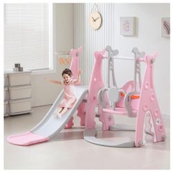 Toddler Slide&Swing Set Indoor,4 in 1 Kids Shark Slide Toy Playset V038