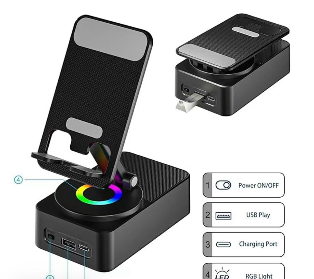 Cell Phone Stand with Wireless Bluetooth Speaker,Induction Speaker HD Surround S