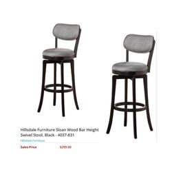 (3) Hillsdale Furniture Sloan Wood Counter Height Swivel Stool, Black 