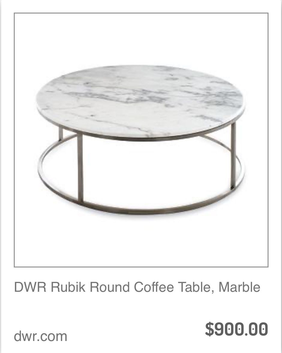 DWR Rubik White Marble/SS Round Coffee Table