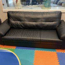 IKEA Black Sofa.   Roughly 79 X35 Inches.  Leather Fabric 