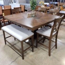 High top.6pc dining set with lazy Susan (New)