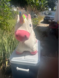 inflatable plush unicorn hopping toy