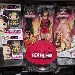 wwe bellas twins funko pops, barbie and nikki hat