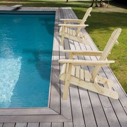 2 chair Contemporary Unfinished Wood Adirondack Chair