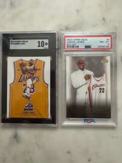 Two LeBron James cards, 2003 upper deck PSA 9 & 2018-19 SGC 10