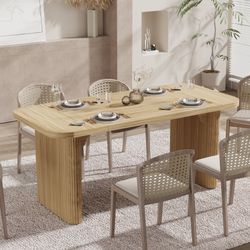 62" Rectangular Dining Table for 4-6, Simple Kitchen Dinner Table