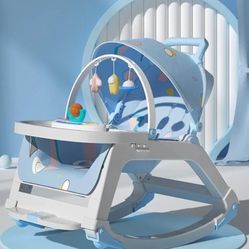 5 In 1 Baby Bouncer & Push Walker Combo Infant To Toddler, Blue