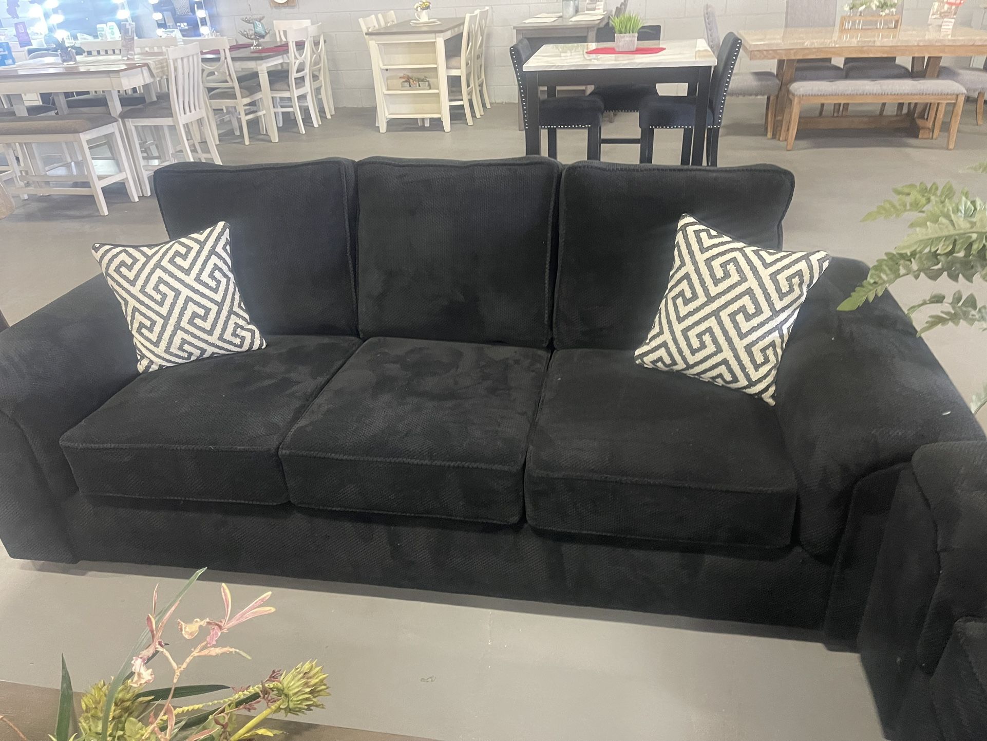 Black 2- Piece Sofa And Love Seat