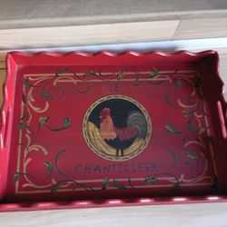 Decorative Rooster Red Vintage Tray 