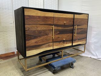 COASTER Zara 2-Drawer Wood Grain Credenza - Black Walnut & Gold