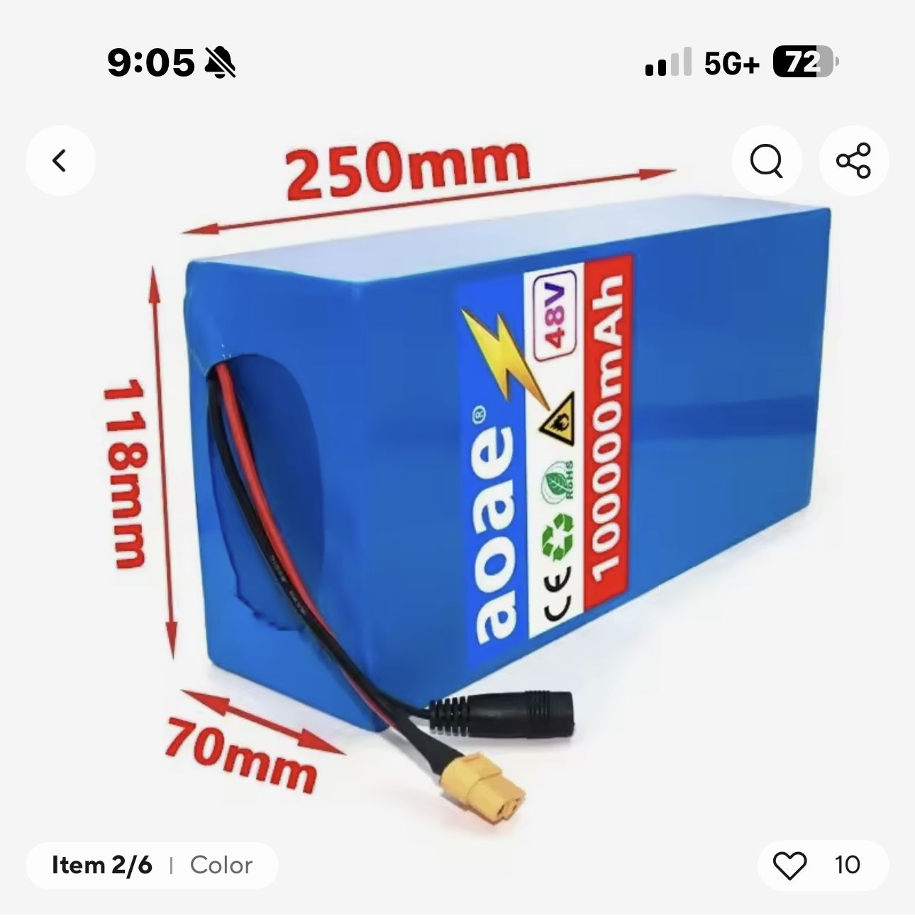 48v 20amp With A 50amp Bms Lithium Battery Pack 13S6P For E-bike