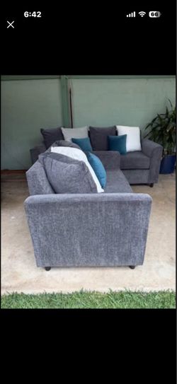 Grey Fabric 2-Piece Sofa Set