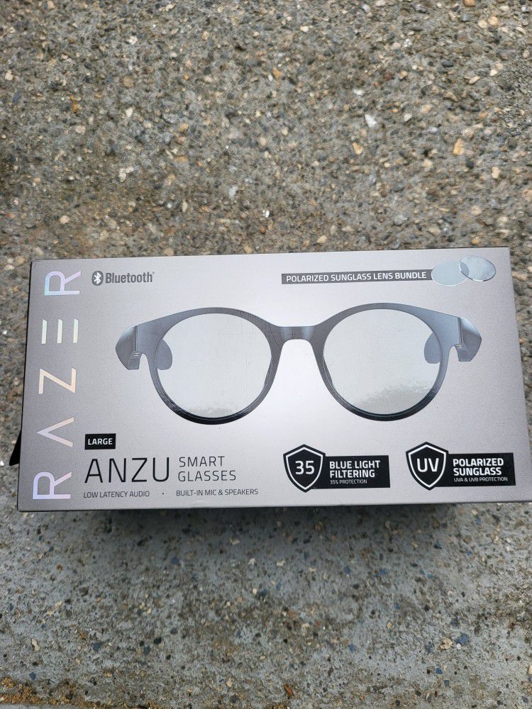 Razer Anzu Smart Glasses: Blue Light Filtering & Polarized Sunglass Lenses - Low Latency Audio - Built-in Mic & Speakers - Touch & Voice Assistant Com