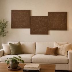 Modern 3-Piece Suede Canvas Wall Art Set