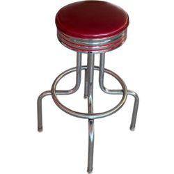Retro Chrome Bar Stool with Burgundy Vinyl Seat