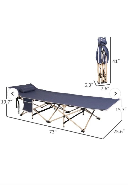 Folding Camping Bed Outdoor Portable Cot for Sleeping Hiking Travel with Bag & Pillow, 260lbs Capacity