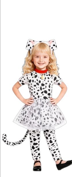 Kids Dalmatian Tutu Dress with Headband, Red Collar and Tail