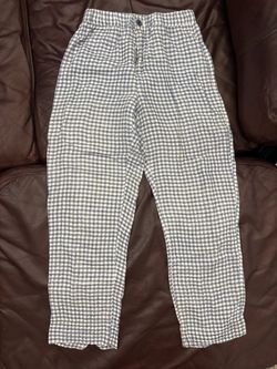 white and blue gingham trousers John Galt