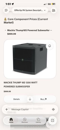 2 Thump18s 1200 w 18’’  Powered sub woofer