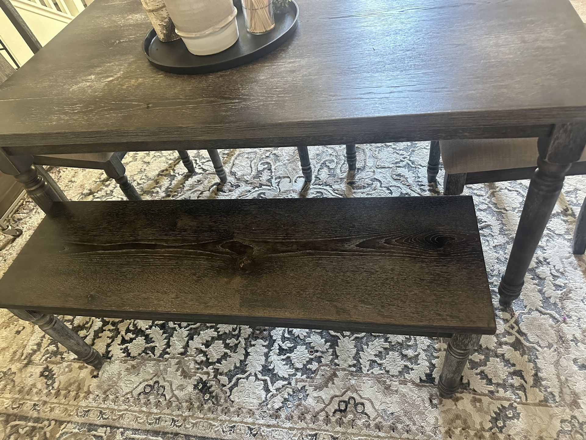 Dining Table, 4 Chairs Bench