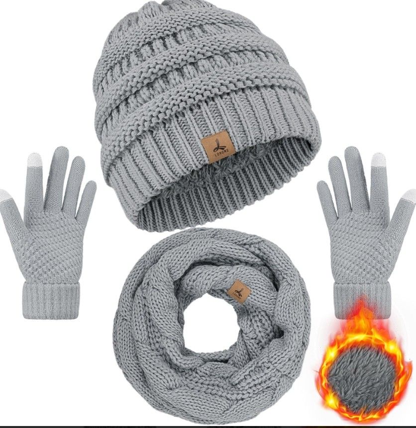 Winter Beanie Hat Scarf Gloves