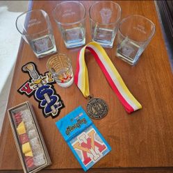 VMI 9 pc Lot Class of 1962 50th Reunion and other items 
-Vintage VMI garter
-50th Class Reunion Medallion
-VMI Shotglass