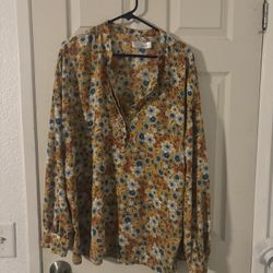 Yellow Floral, Long Sleeve Shirt