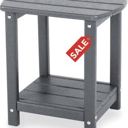 Adirondack Square Outdoor Side Table,2-Tier Storage Patio Side Table, HDPE End Tables for Backyard Pool Porch Garden Lawn