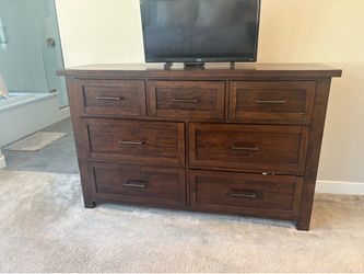 Drawer Dresser / TV Console – Rustic Espresso Finish – Must Sell